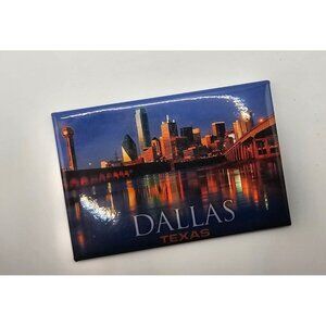 Dallas Texas Souvenir Magnet With City Skyline Design